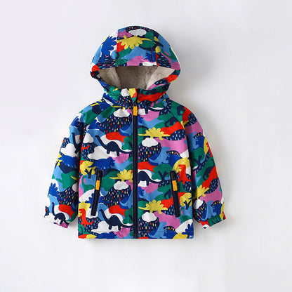 Zip-Up Hooded Cotton Jacket for Girls