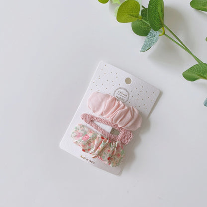 Floral Fabric Hair Clips Set for Girls - 3 Pieces