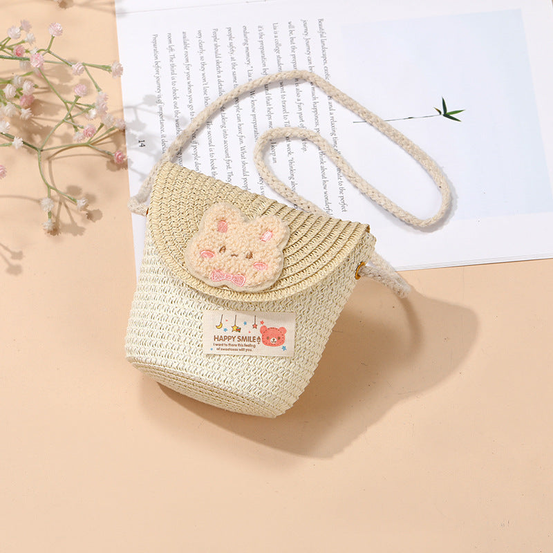 Cute Summer Children's Crossbody Woven Bag with Animal Patterns