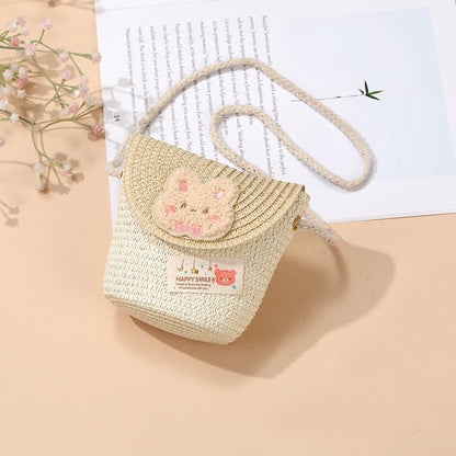 Cute Summer Children's Crossbody Woven Bag with Animal Patterns