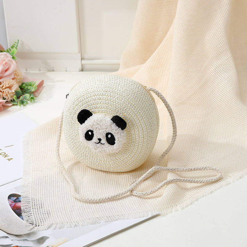 Mini Cute Panda Woven Straw Bag for Women