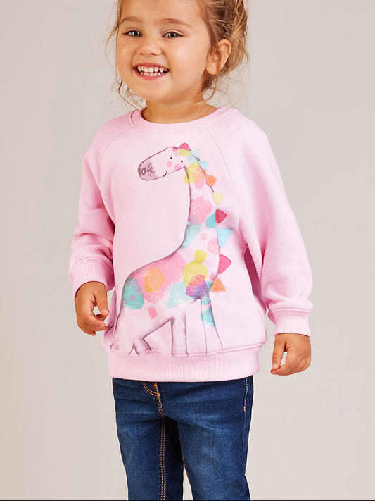 Animal Print Long Sleeve Pullover Sweatshirt for Girls