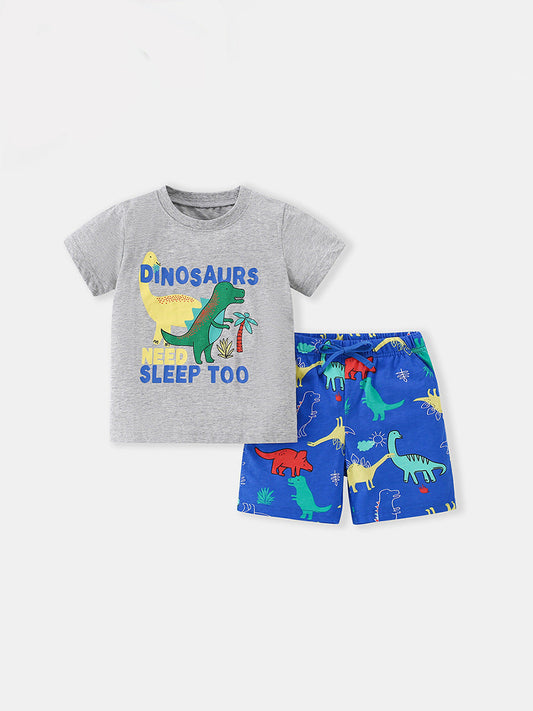 Children's Animal Print Cotton T-Shirt and Shorts Set