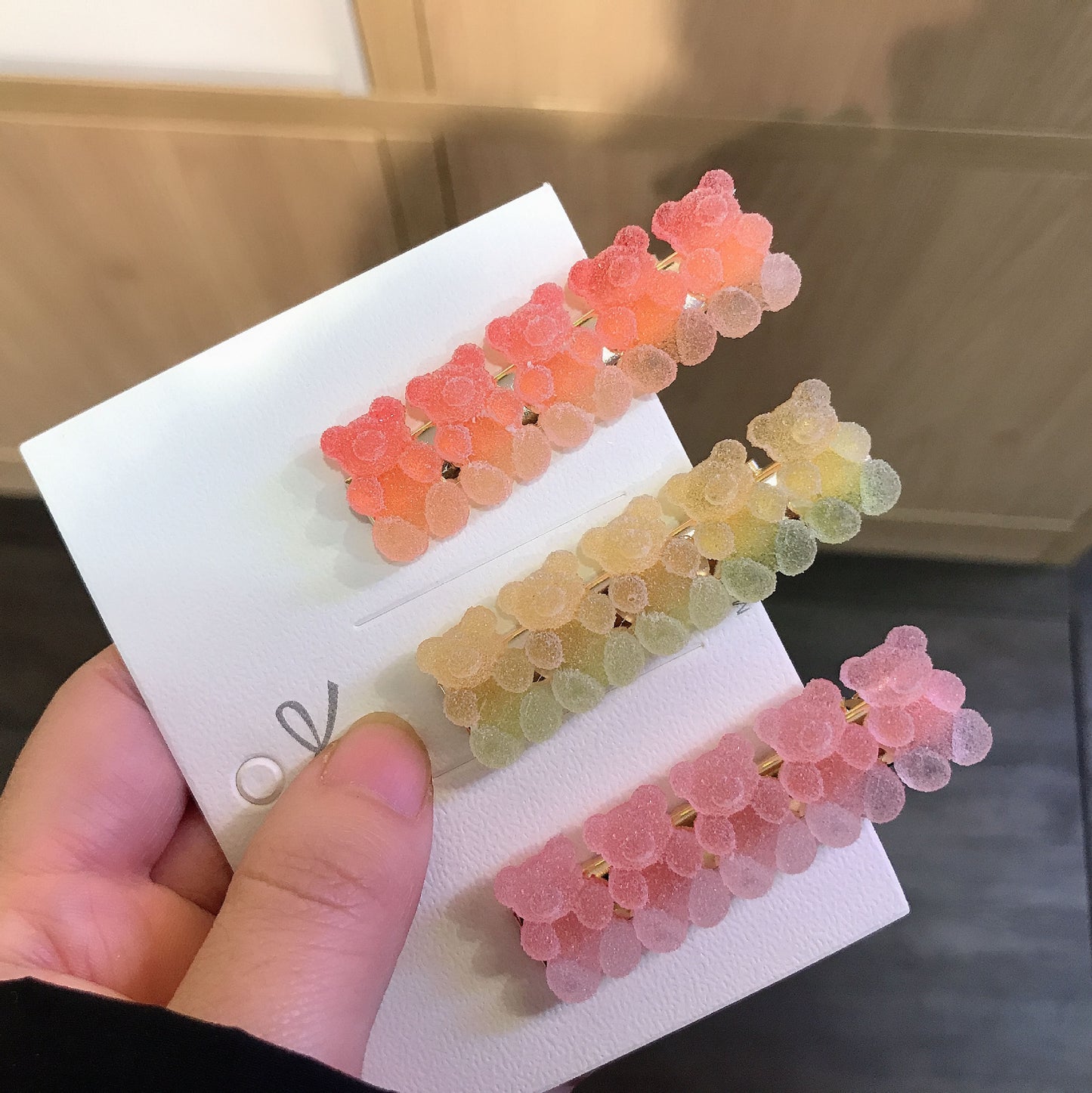 Gradient Bear Hair Clips Cute Cartoon Hair Accessories for Girls