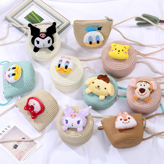 Kids Cartoon Animal Cute Woven Beach Bags
