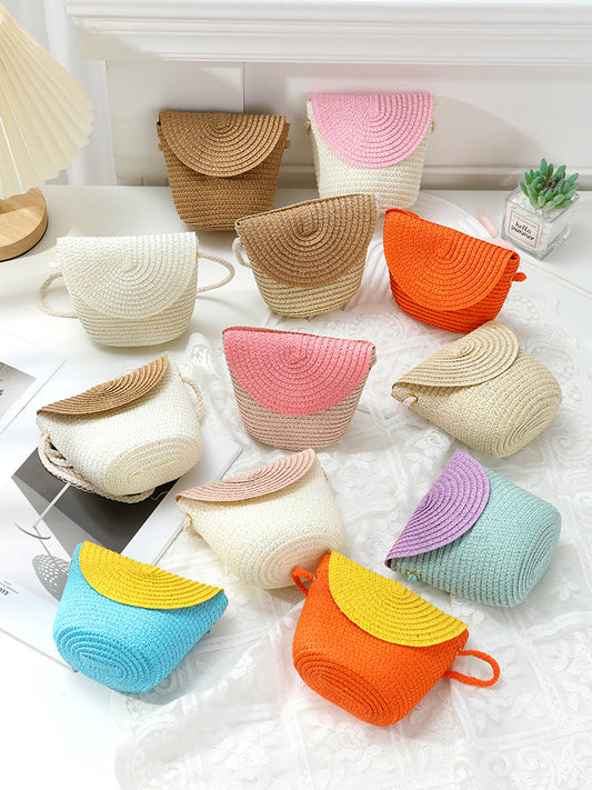 Colorful Woven Beach Bag Trendy Casual Crossbody Bag