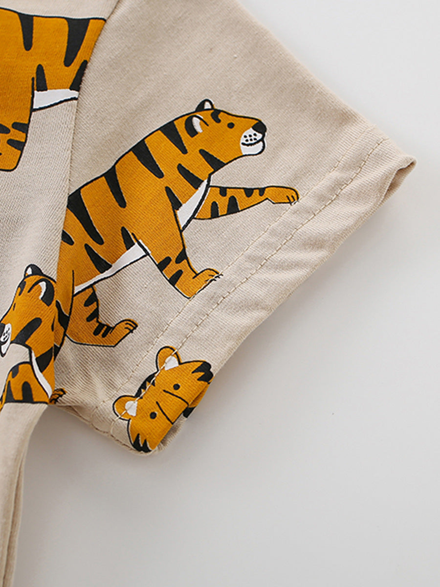 Trendy Casual Tiger Print Short Sleeve T-Shirt