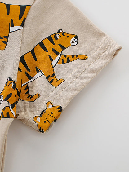 Trendy Casual Tiger Print Short Sleeve T-Shirt