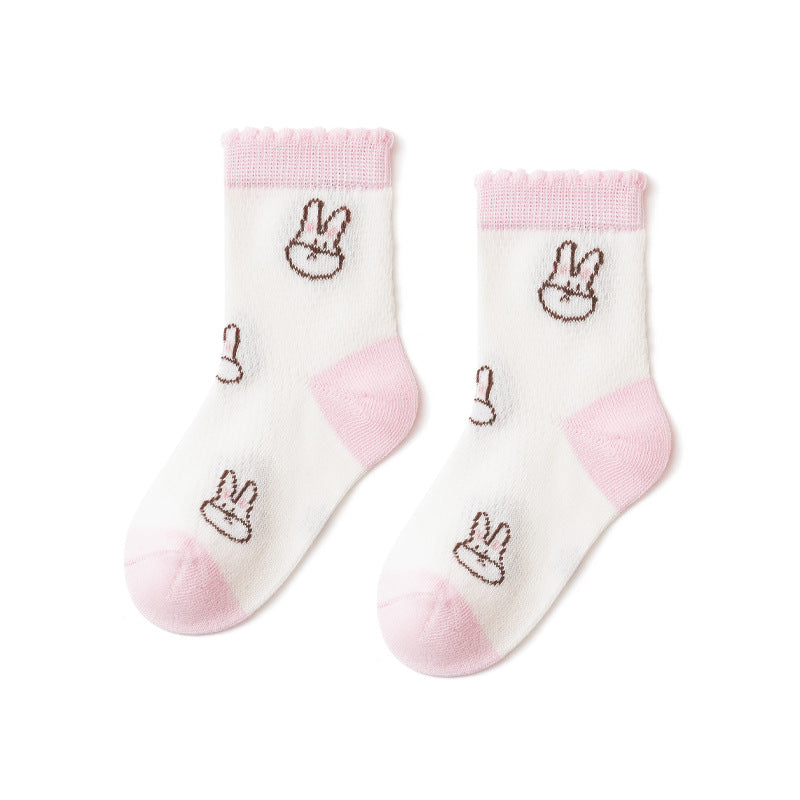 Cartoon Animal Mid-Calf Socks For Kids - Lightweight Cotton