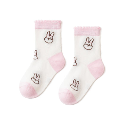 Cartoon Animal Mid-Calf Socks For Kids - Lightweight Cotton