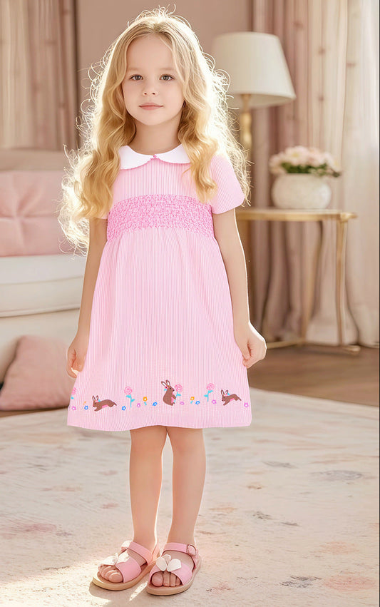 Girls' Knit Short Sleeve Dress Cute Princess Style