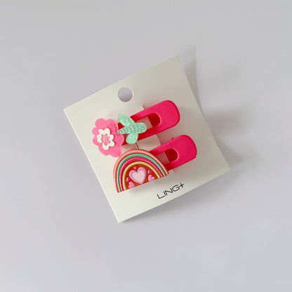 Acrylic Rainbow Flower Hair Clips for Kids