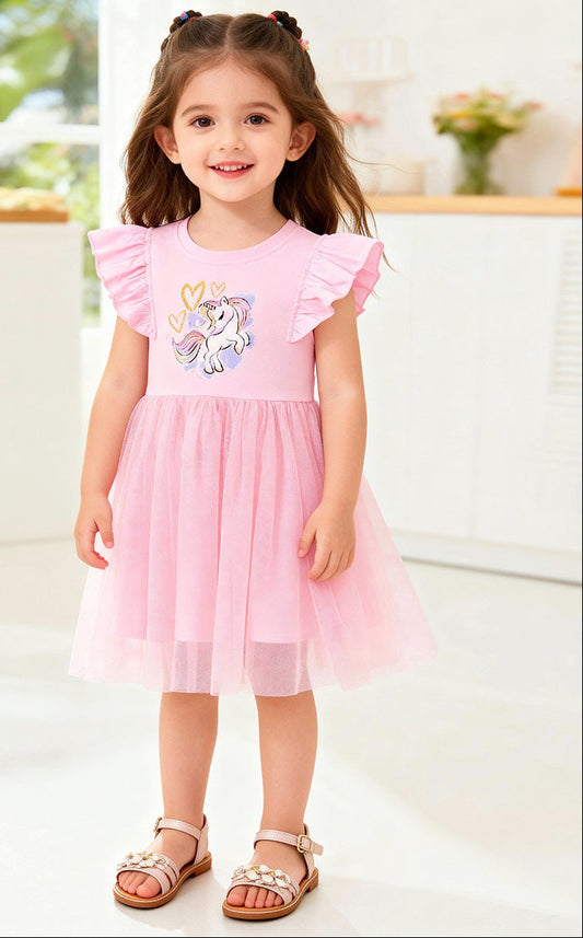 Cartoon Princess Dress for Girls Cotton Summer Tulle Dress