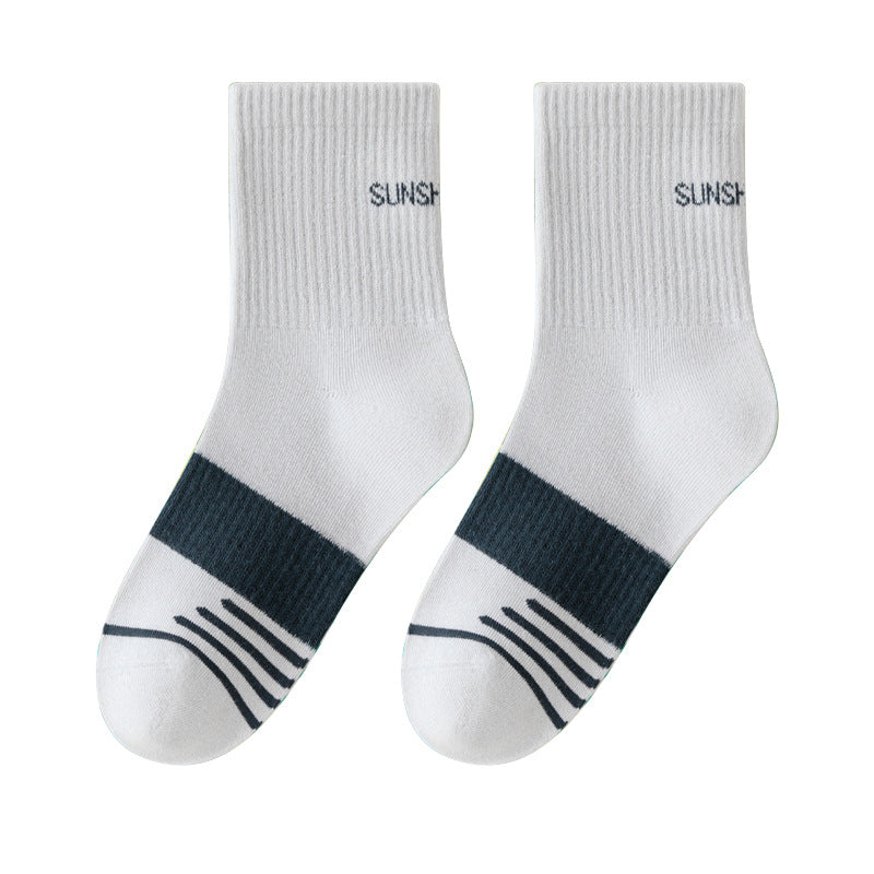 Mid-Calf Kids Socks with Cartoon Letters - Breathable Cotton for Boys and Girls