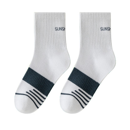 Mid-Calf Kids Socks with Cartoon Letters - Breathable Cotton for Boys and Girls