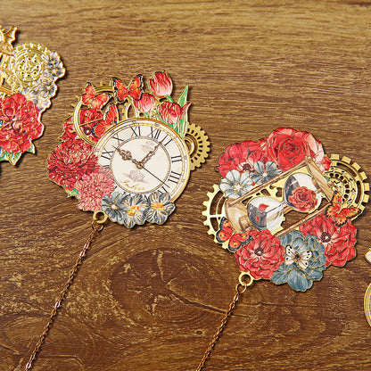 Metal Filigree Clock Bookmark With Tassel Gift
