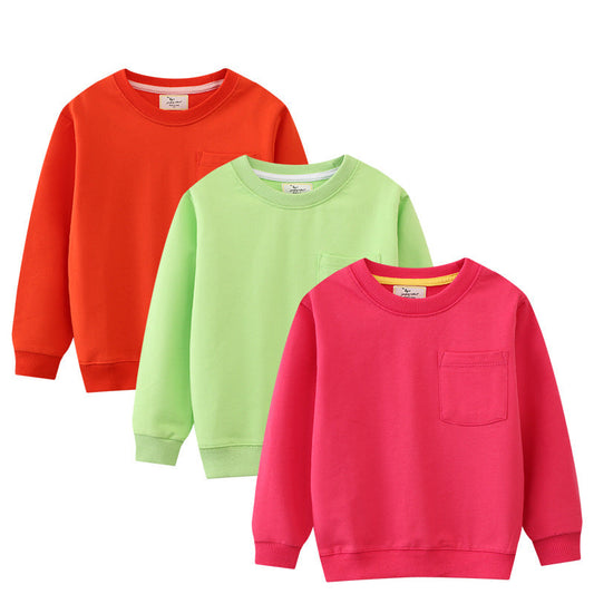 Children's Solid Color Sweatshirt Casual Cotton Sweater