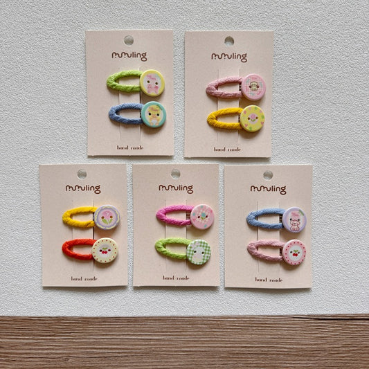 Colorful Button Hair Clips for Kids - Cute Hair Accessories