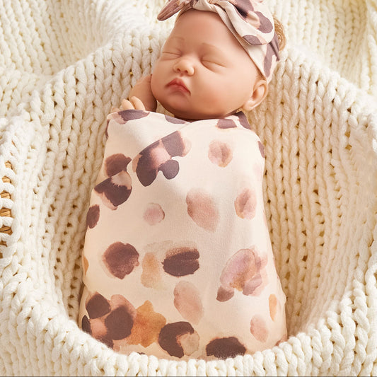 Baby Floral Swaddles Set Soft Polyester for All-Season Use