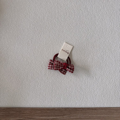 Children's Plaid Bow Hair Ties Set