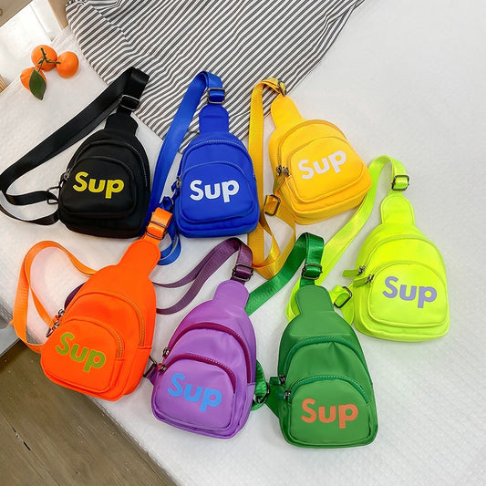 Trendy Kids Crossbody Canvas Bag with Letter Print