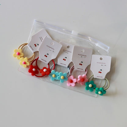 10-Pack Daisy Hair Ties for Girls - Soft Non-Damaging Kids Hairbands