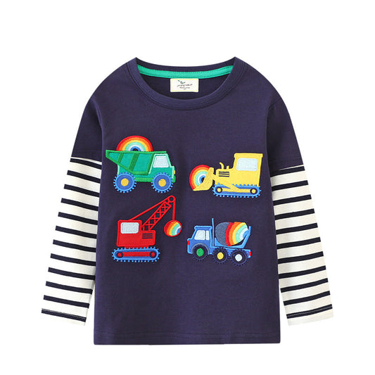Kids Long Sleeve T-Shirt Cartoon Design Cotton Top