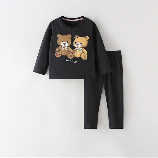 Kids Floral Pattern Cotton Pajamas Casual Two-Piece Set