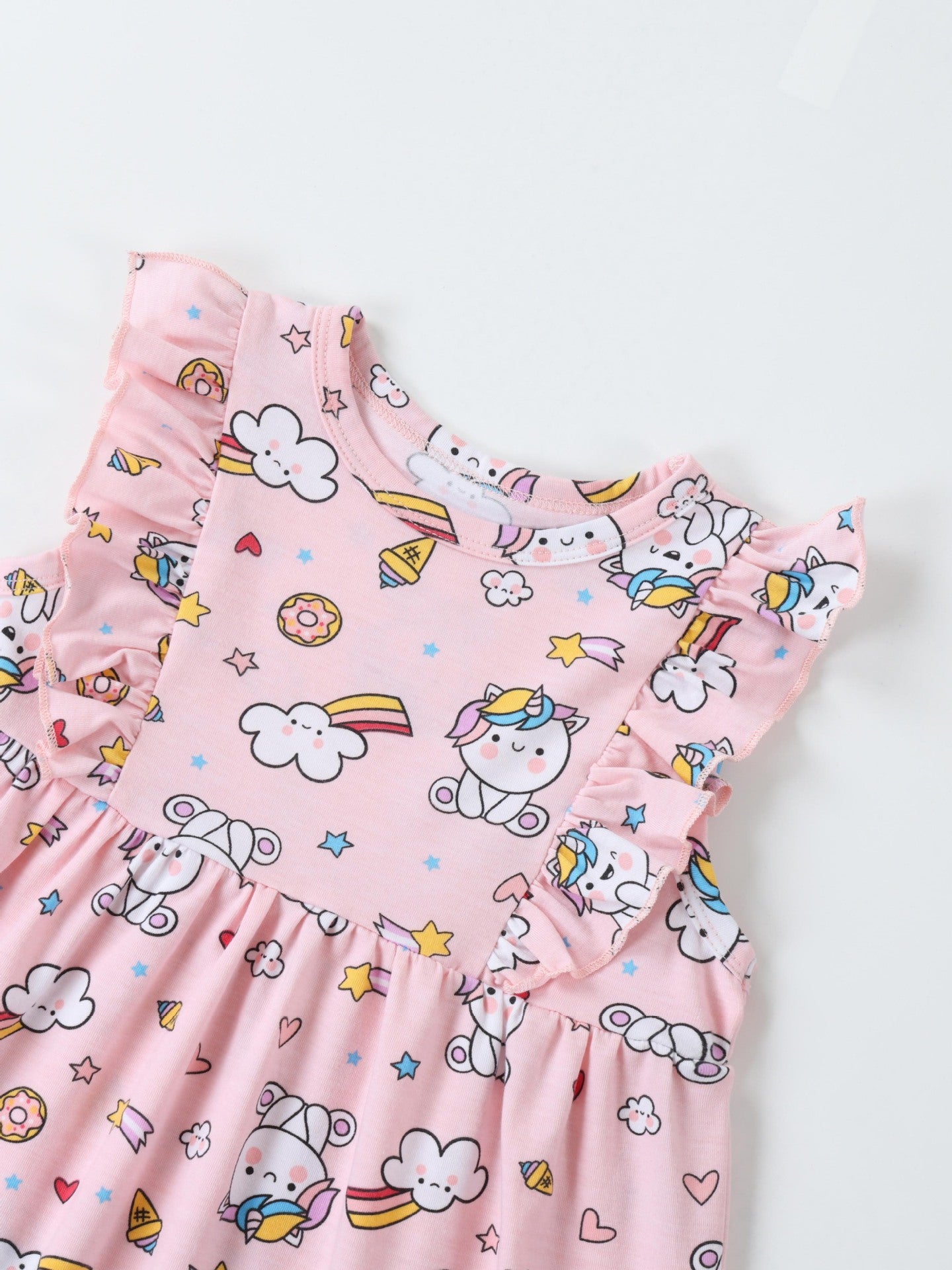 Cartoon Floral A-Line Dress Soft Cotton Girls' Dress