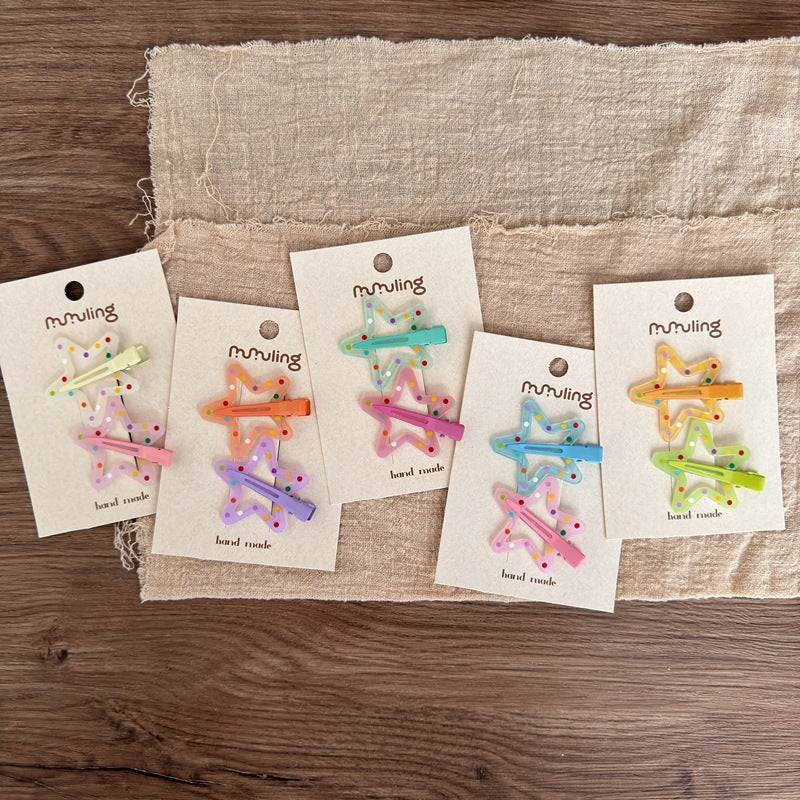 Colorful Star and Flower Hair Clips for Kids
