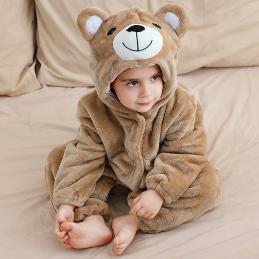 Cute Animal Fleece Onesie for Kids - Adorable Bear Design
