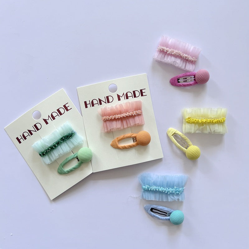 Cute Children's Mesh Beaded Hair Clips for Girls