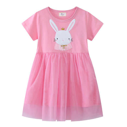 Summer Embroidered Bunny Dress For Girls