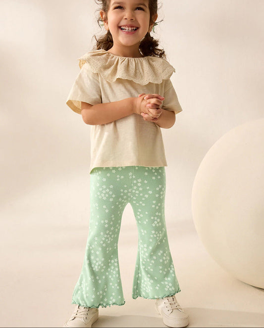 Floral Pattern Cotton Leggings for Toddler Girls