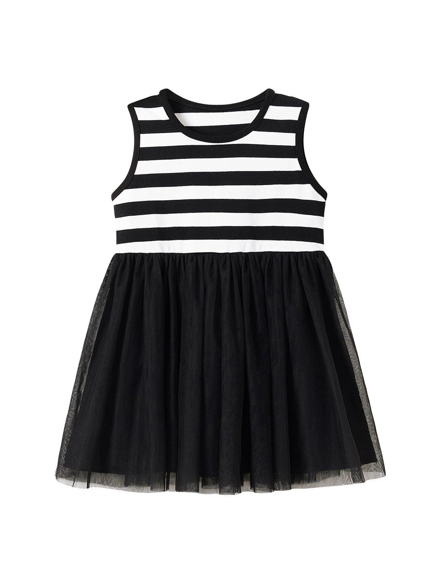 Girls' Sleeveless Striped Cotton Dress