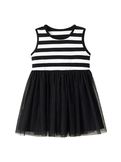 Girls' Sleeveless Striped Cotton Dress