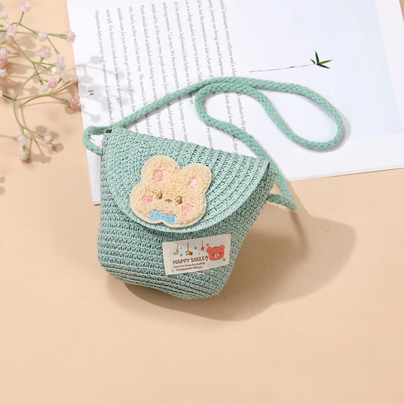 Cute Summer Children's Crossbody Woven Bag with Animal Patterns