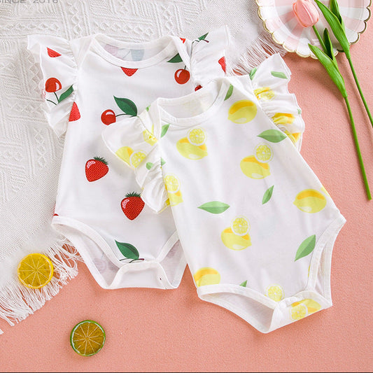 New Baby Sleeveless Lemon Print Romper