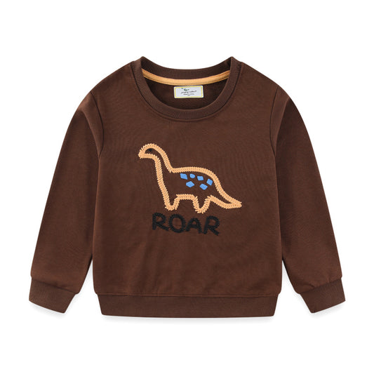 Kids Dinosaur Print Sweatshirt Cozy Casual Pullover