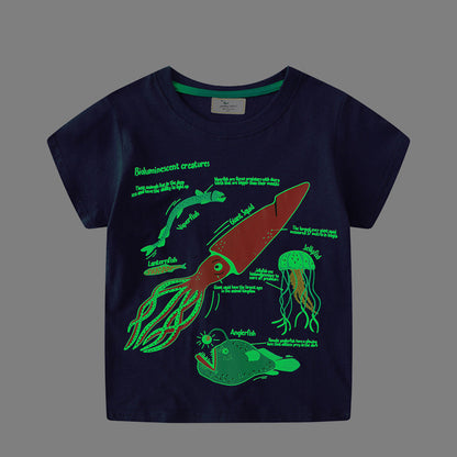 Glow in the Dark Underwater World Boys' T-Shirt Cotton Casual Style