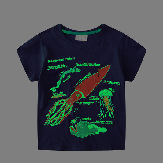 Glow in the Dark Underwater World Boys' T-Shirt Cotton Casual Style