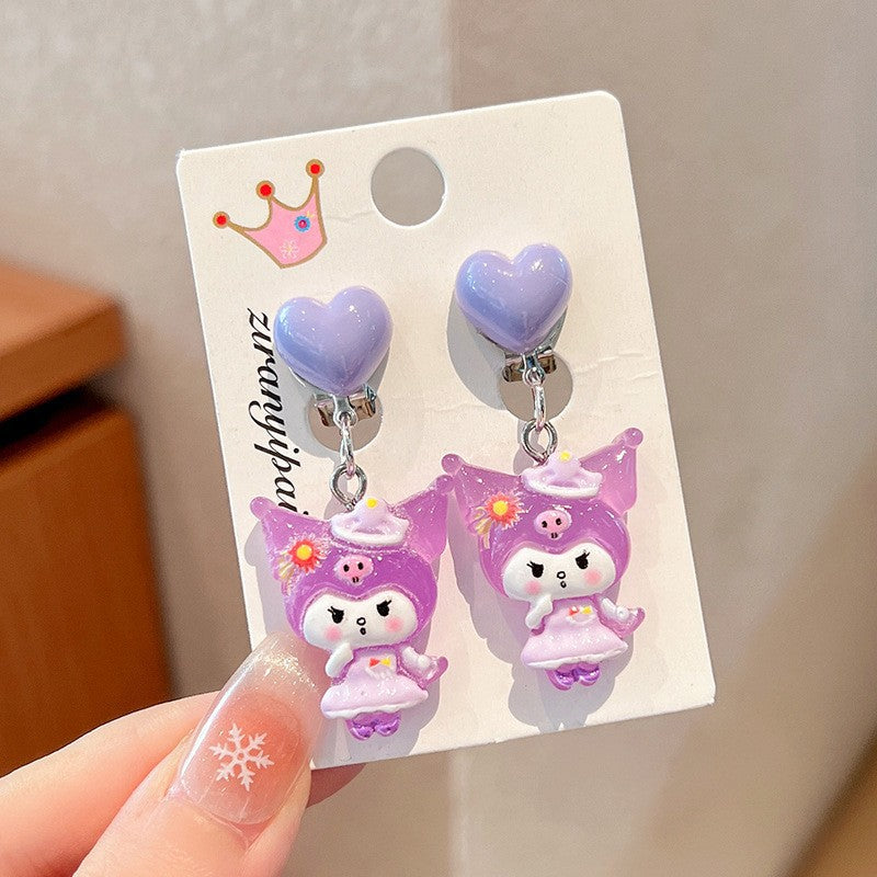 Cute Cartoon Character Ear Clips for Kids - Non-Pierced Earrings