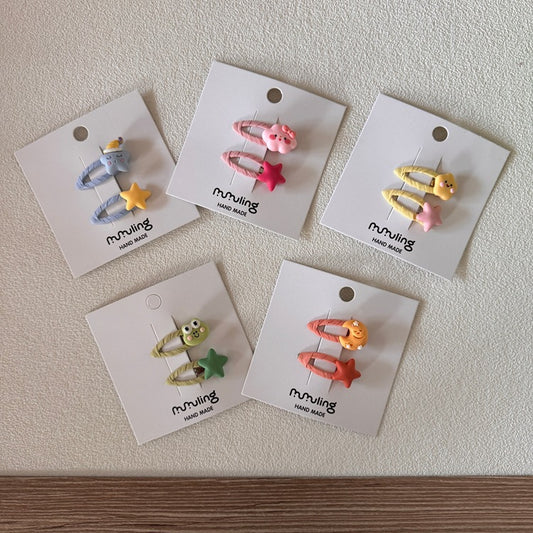 Cute Star And Moon Kids Hair Clips Plastic Cloud Accessories
