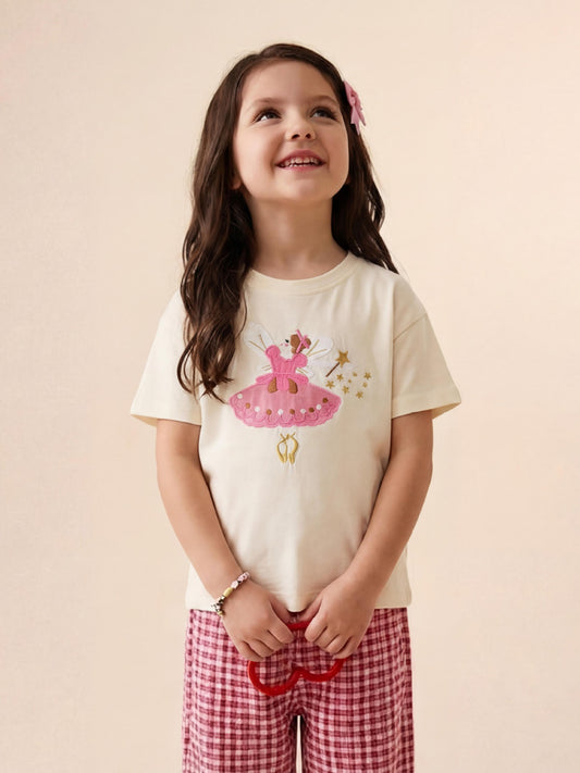 Girls' Ballet Fairy Graphic T-Shirt Soft Cotton Casual Top