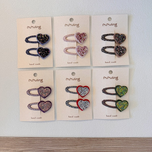 Children's Heart Shaped BB Hair Clips Cute Sparkling Accessories