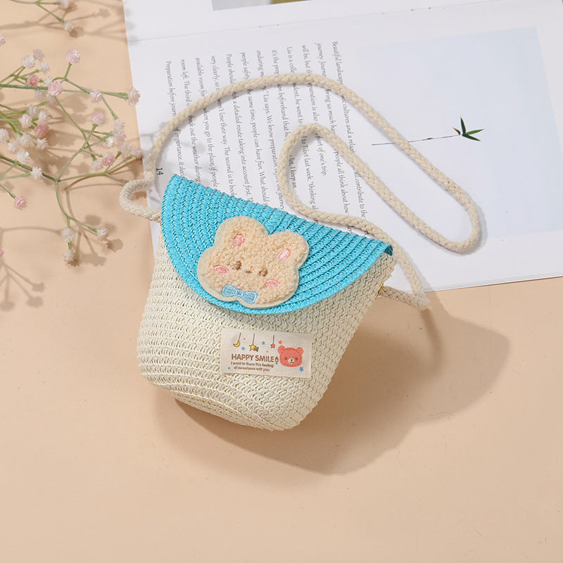 Cute Summer Children's Crossbody Woven Bag with Animal Patterns
