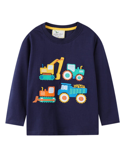 Children's Cartoon Long Sleeve T-Shirt Cotton Moisture-Wicking Casual Wear