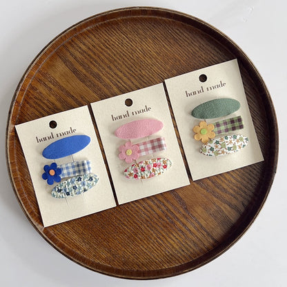 Floral Print Fabric Hair Clips Set for Kids