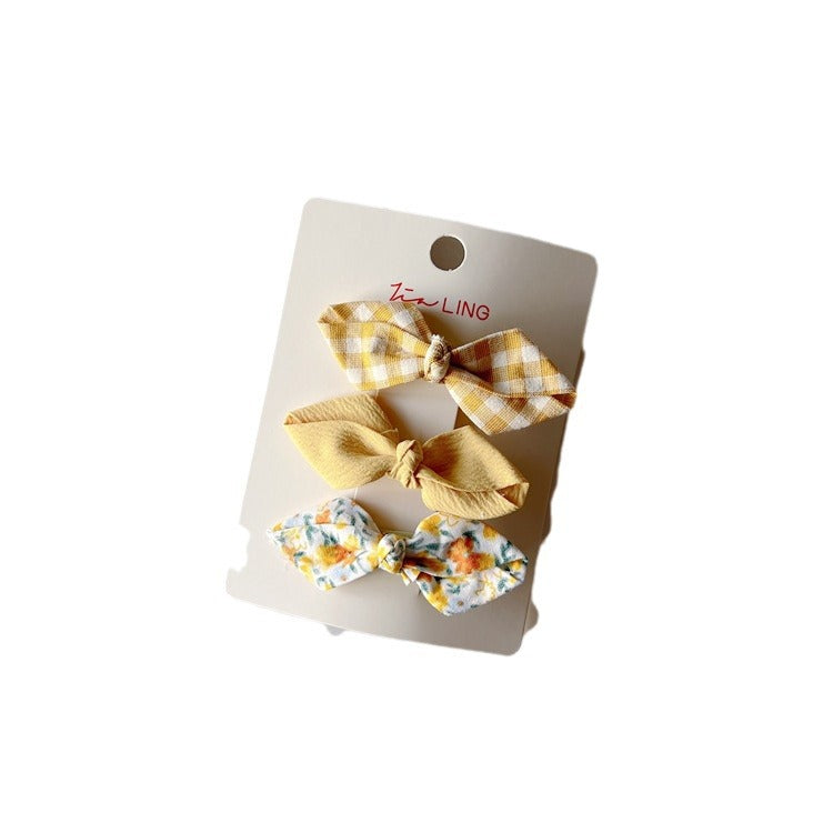 Children's Fabric Hair Clips Floral Bow Set