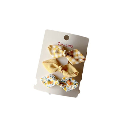 Children's Fabric Hair Clips Floral Bow Set
